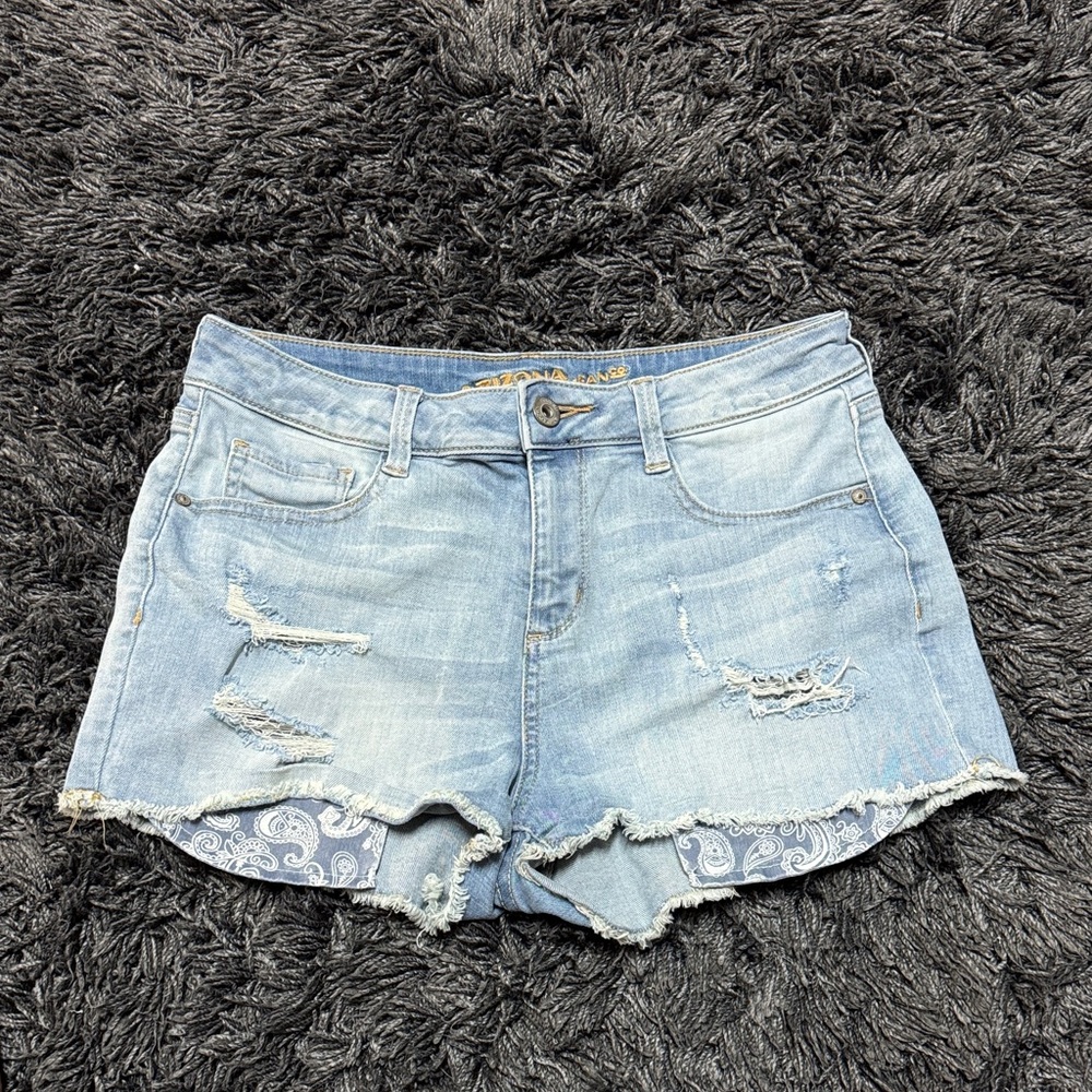 Arizona Jean Company Light Blue Frayed Hem Shorts